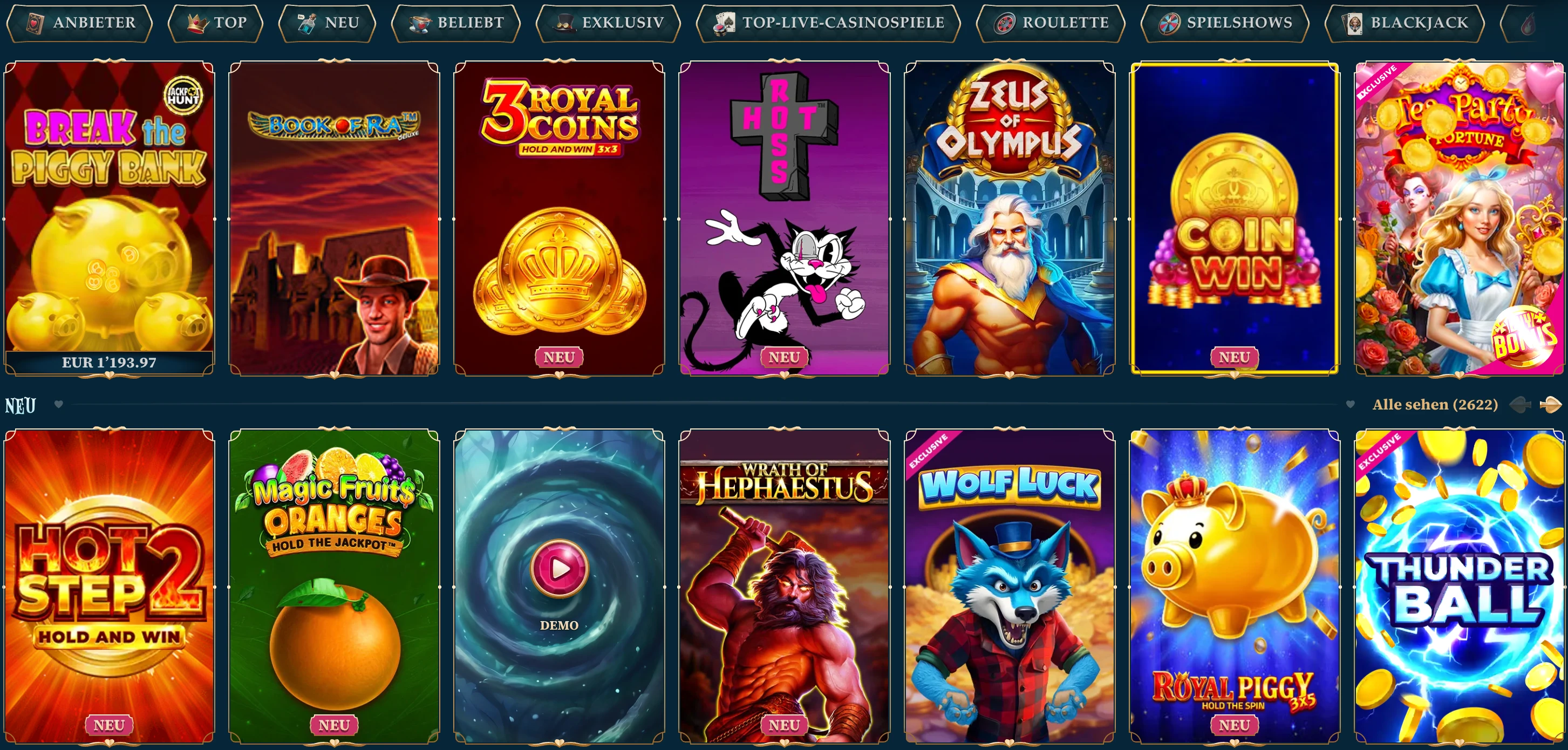 Betalice Spieleauswahl